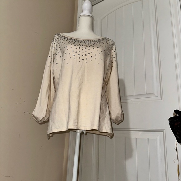 linea by louis dell'olio jeweled lightweight sweater - Picture 11 of 12